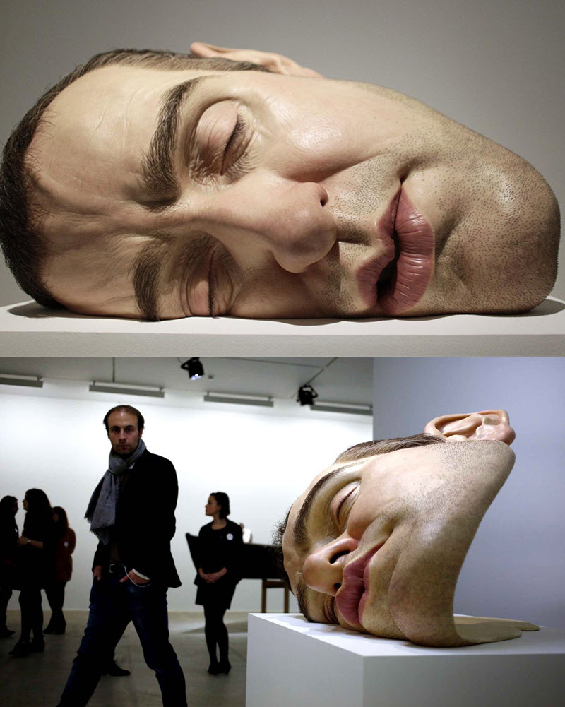 Esculturas hiperrealistas de cabeza humana